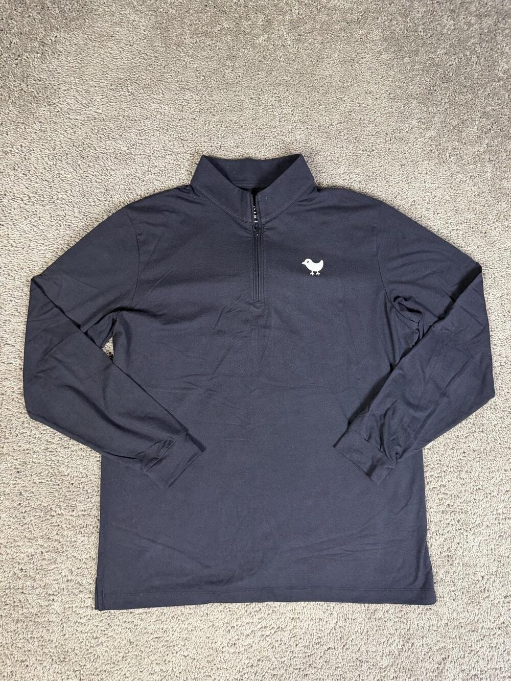 Bad Birdie Pullover Mens L Blue 1/4 Zip Sweatshirt Mock Neck Logo Cotton